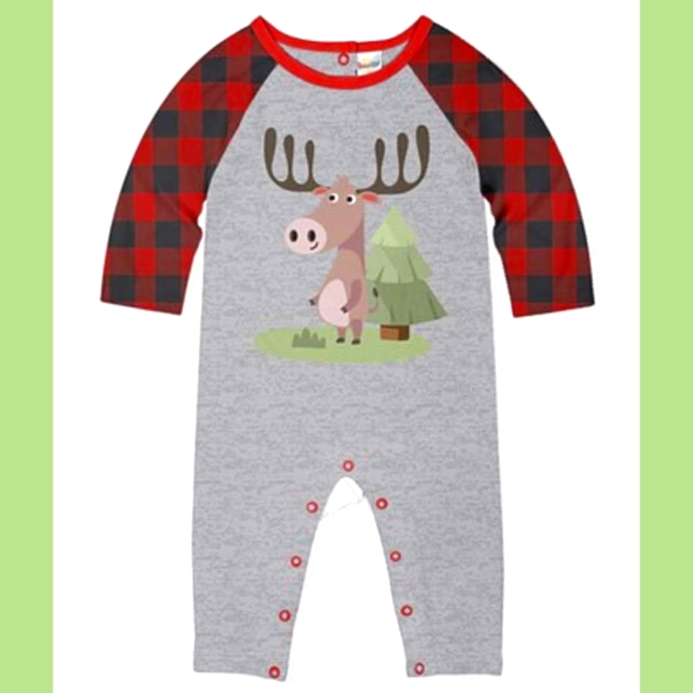 Buffalo Plaid Moose Romper